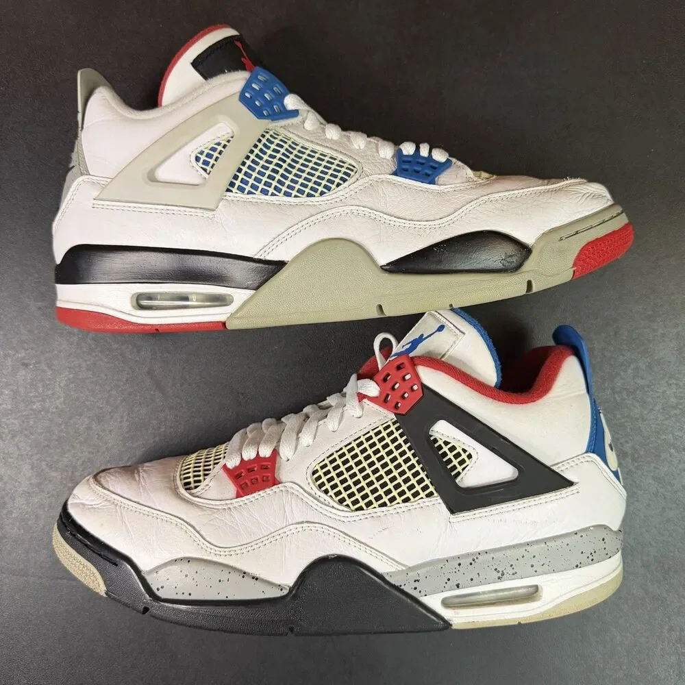 Jordan 4 What The Size 12 Men CI1184-146 Mismatch White Blue Red Cement